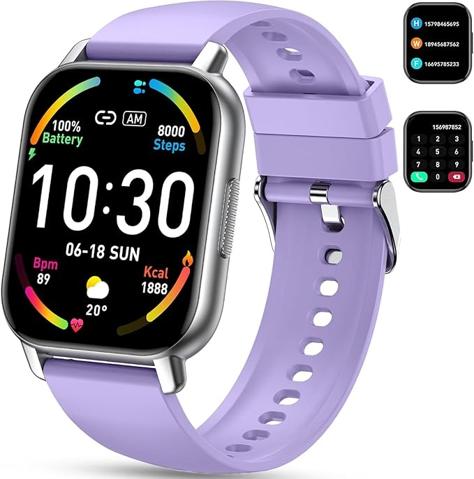 Smartwatch für Frauen und Männer, 1.85" HD Farbdisplay, Herzfrequenz- und Schlafmonitor, IP68 wasserdicht, Pedometer