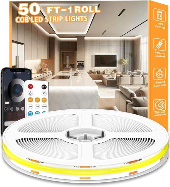 letianpaicob led strip 15 m cool white dimmbar mit netzteil für dekoration