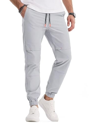 Meilicloth Jogginghose Herren Cargohose Chino Hose Herren Cargo Jogger Sweatpants Freizeithose Lang Sporthose Cargo Hosen Baumwolle Stoffhose Trainingshose D Hellgrau 40