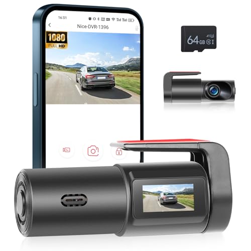 hodozzy dashcam auto vorne 1080p wifi mit 64GB SD-Karte nachtsicht WDR loop-Aufnahme