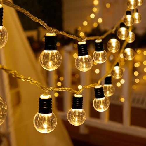 led lichterkette mit timer, 10er globe kugel batteriebetrieben für innen außen