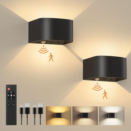 fulen akku wandlampe innen mit bewegungssensor fernbedienung und 3 modi, 2 stück