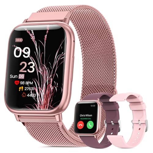 smartwatch damen mit telefonfunktion 1.83 zoll spO2 herzfrequenz schlafmonitor rosa lila