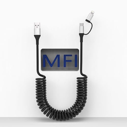 Produktbild: USB-C und Lightning Kabel 2 in 1, 3A Schnellladung, 3Ft, Schwarz