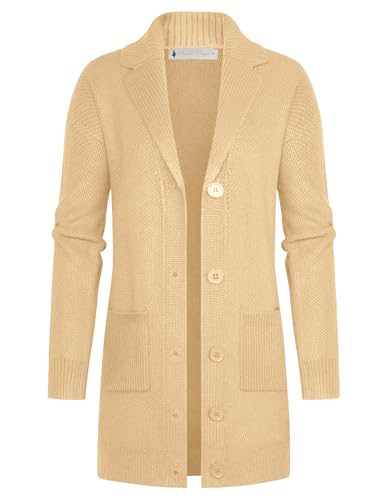 Produktbild: belle poque damen strickjacke langarm v-ausschnitt knopf-kragen pullover mantel