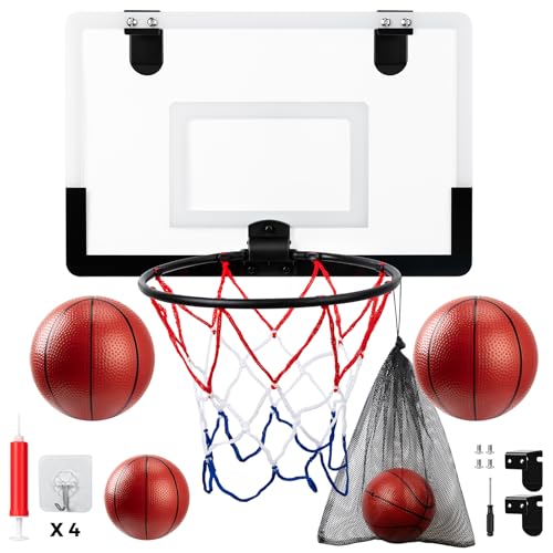 mini basketballkorb set für kinder, komplettset mit 4 bällen, indoor und outdoor