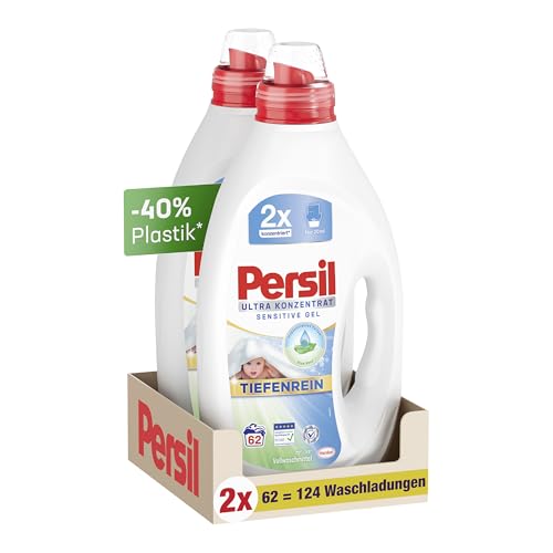 persil ultra konzentrat sensitive gel, flüssigwaschmittel für allergiker und babys, 124 waschladungen