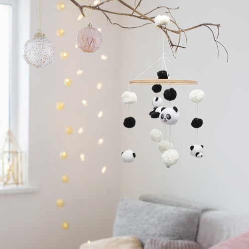 baby mobile holz panda, hängende bettbauch für neugeborene, geschenk weihnachten