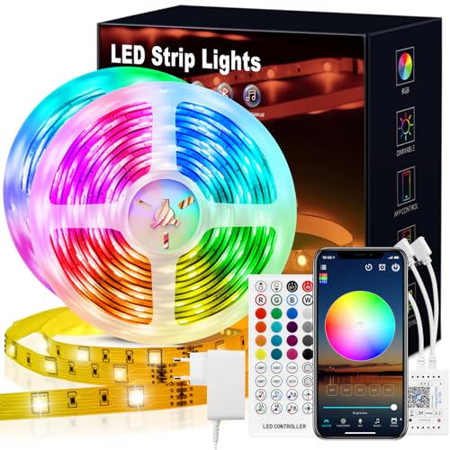 vkh led strip 30m rgb selbstklebend mit fernbedienung und app musik sync für zuhause