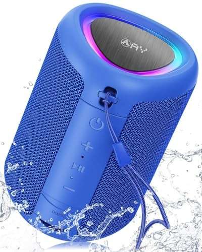 AY Tragbarer Bluetooth Lautsprecher, IPX5 wasserdicht, AUX, TF-Karten, 24h Akku