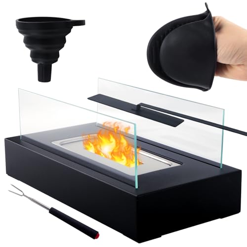 ABXMAS bioethanol tischkamin tragbar mit sicherheitsglas für indoor und outdoor