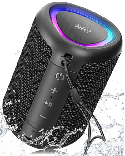 ay tragbarer bluetooth lautsprecher mit licht, ipx5 wasserdicht, 24h akku, aux, stereo-paarung