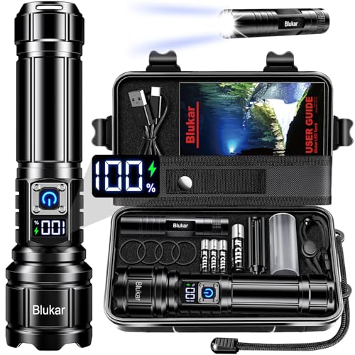 blukar taschenlampe led aufladbar 500000 lumen wasserdicht mit 5 lichtmodi für camping outdoor