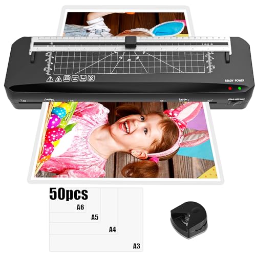 laminiergerät a3 mit 50 laminierfolien, schnelles aufwärmen, heiß und kalt, papierschneider