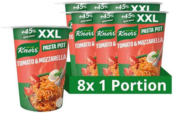 knorr pasta pot tomaten und mozzarella 8er pack für 7,90 euro statt 14 euro