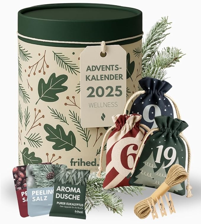 wellness adventskalender 2025 frihed.  24x peelingsalze & duschbomben für entspannung
