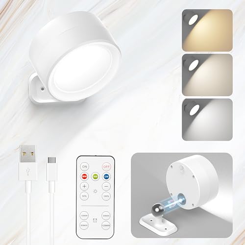 maxdone wandlampe led batterie touchsteuerung 360 rotation 9 helligkeiten weiss