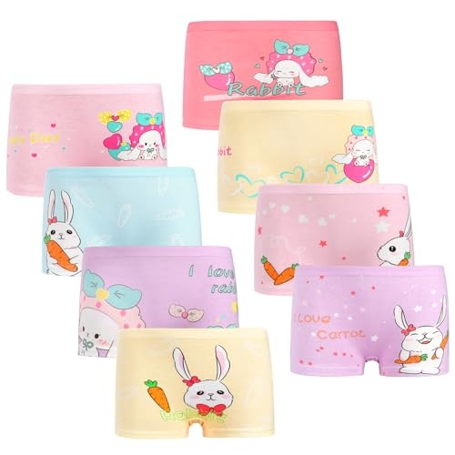 hotut mädchen boxershorts 8er baumwolle unterhosen kinder atmungsaktiv kaninchenmuster