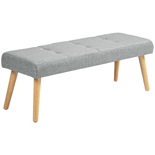 Produktbild: HOMCOM Sitzbank grau, polsterbank in leinenoptik, schuhbank für wohnzimmer, flur 120 x 41 x 43 cm