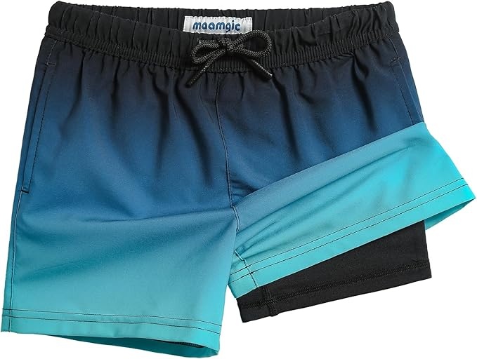 maamgic badehose kinder schnell trocknend kurz swim shorts 2 in 1 blau schwarz 4 jahre