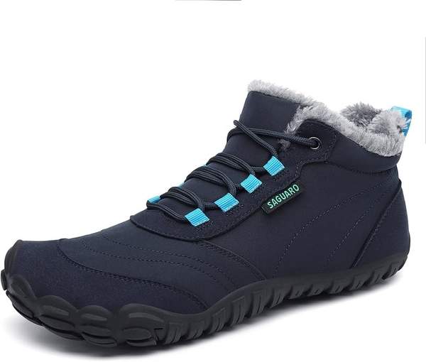 SAGUARO Winter Barfußschuhe Damen Herren Gefüttert Wasserabweisend Dunkelblau EU 38