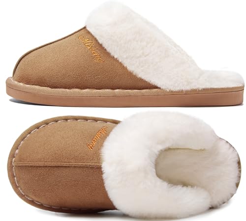 donpapa hausschuhe herren damen warm plüsch memory foam lammfell hausschuhe chestnut 42.5-44