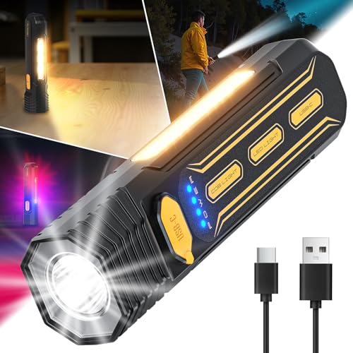 gearlite led taschenlampe aufladbar 6 modi extrem hell mit cob rotlicht camping outdoor