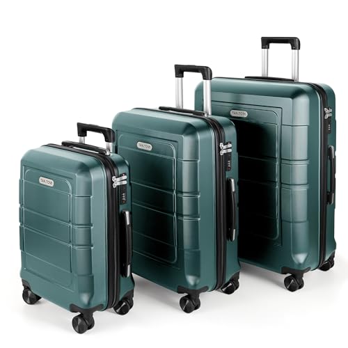 TANTOMI reisekoffer set 3-teilig hartschale ABS PC mit 4 rollen dunkelgrün