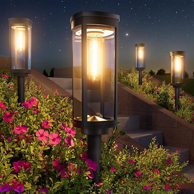 **Solarlampen für Außen, 4 Stück, IP65 wasserdicht, warmweiß, Gartenleuchten**