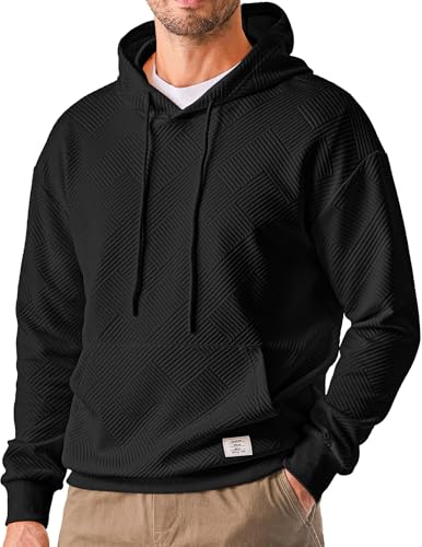 Produktbild: meilicloth hoodie herren schwarz kapuzenpullover langarm sweatshirt baumwolle L