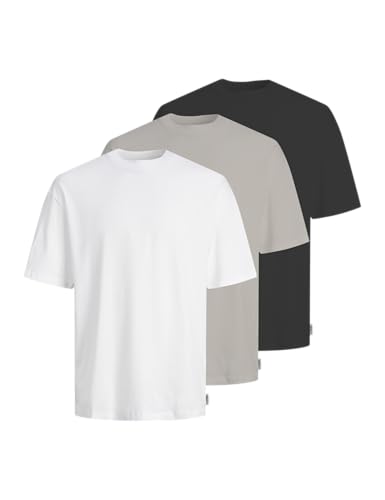 JJ REBEL Herren t-shirt loose fit 3er pack moonbeam XS