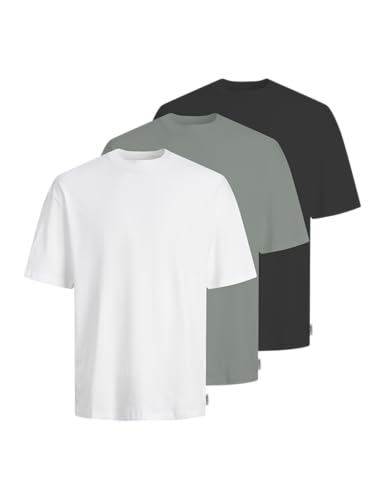 jj rebel herren t-shirt loose fit 3-pack iceberg green s eu