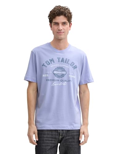 t-shirt herren tom tailor baumwolle logo-print 36549 cold purple m
