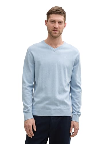 strickpullover herren v-ausschnitt tom tailor light dove blue melange xl