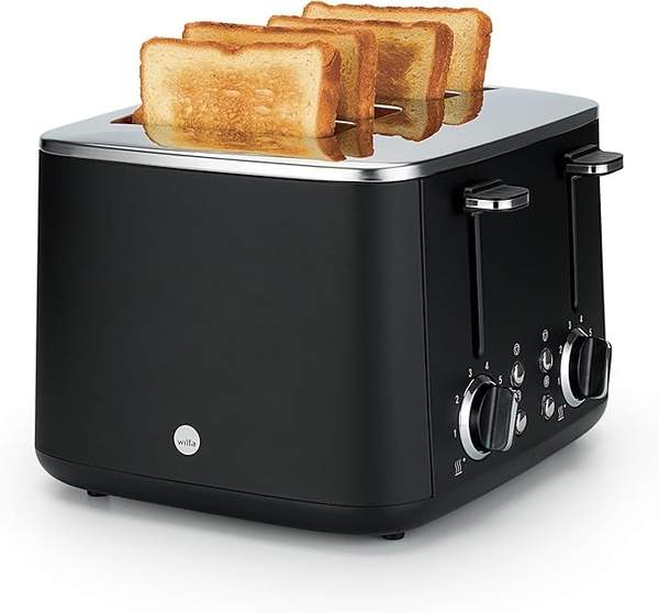 toaster wilfa family 1.600 w 4 scheiben 7 bräunungsstufen mit brötchenaufsatz schwarz