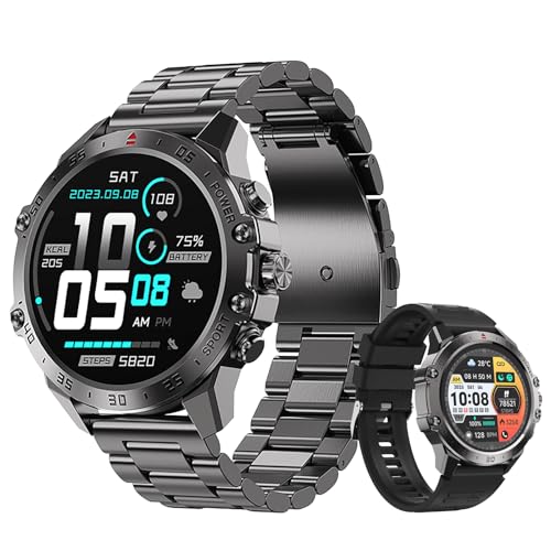 sanzen smartwatch herren 1,43'' AMOLED touchdisplay bluetooth fitnessuhr dunkelgrau