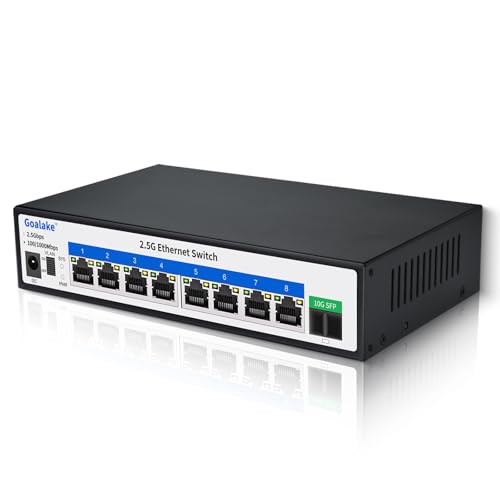 multi-gigabit switch 8x 2,5g ports 1x 10g sfp+ unmanaged Goalake lüfterlos Metallgehäuse