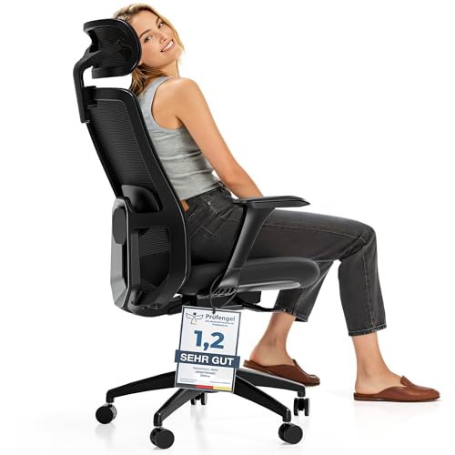 desktronic sitone ergonomischer bürostuhl mit lumbar support, höhenverstellbar, schwarz