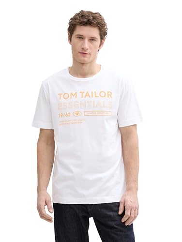 Produktbild: tom tailor denim t-shirt off white mit foto-print, relaxed fit, größe m