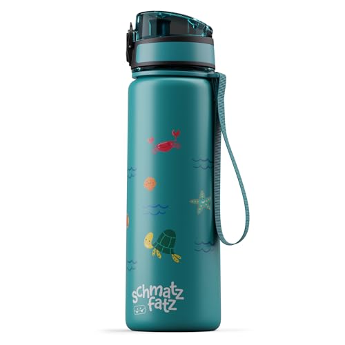 schmatzfatz kinder trinkflasche 500ml, auslaufsicher, bpa-frei, kohlensäure geeignet, petrol sea