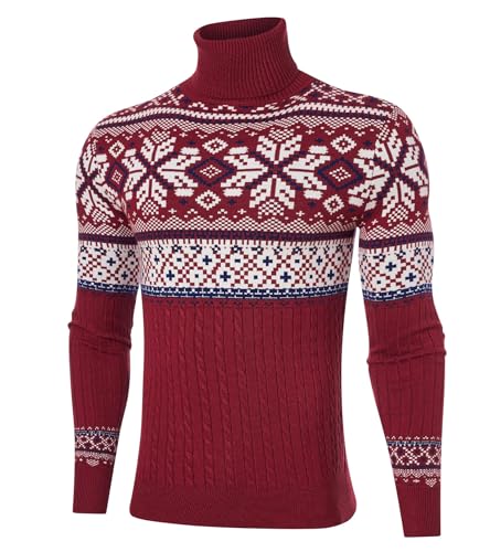 aideaone weihnachtspullover herren rollkragenpullover winter strickpullover slim fit