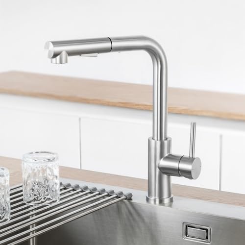 hochdruck wasserhahn küche, 360 schwenkbar, ausziehbare mischbatterie mit brause