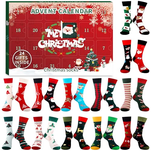 belloxis adventskalender 2024 weihnachtskalender damen 12 paare socken 35-38