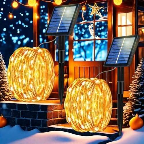 Entdecken Sie die wetterfeste Eyesgood Solar Lichterkette mit 100 LEDs! Ideal für Außenbereiche, schafft stimmungsvolle Beleuchtung für Feste und Weihnachtsbaum.