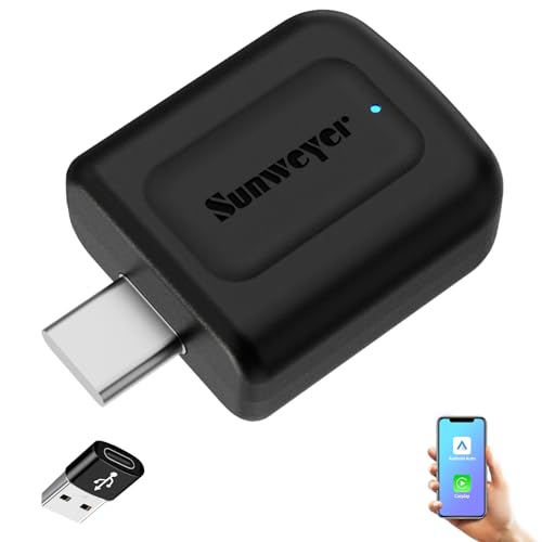 Sunweyer Wireless CarPlay Android Auto Dongle 2 in 1 USB Type-C Adapter