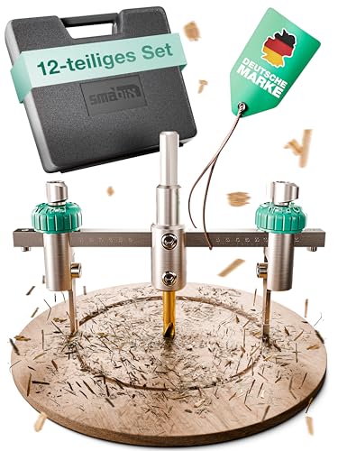kreisschneider set 12-teilig 40-120 mm einstellbar mit aufbewahrungsbox wolframcarbid-messer