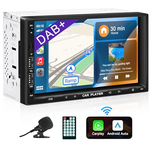 urvolax 2din autoradio dab+, 7 zoll touchscreen, wireless carplay, bluetooth 5.0