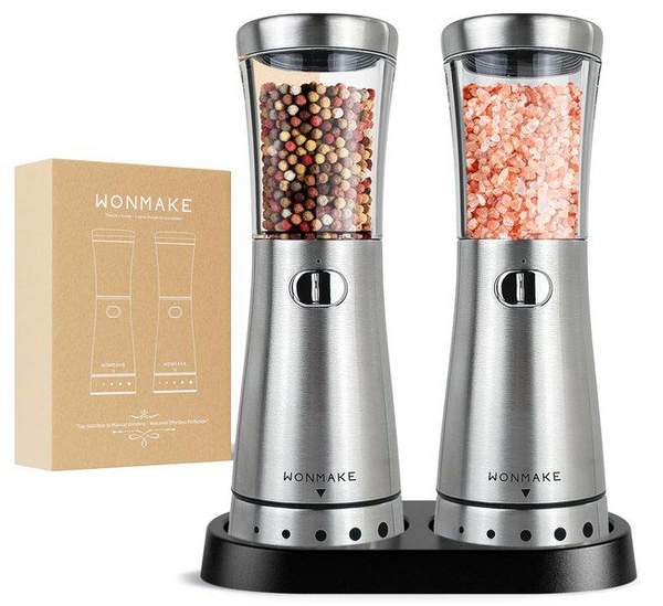 Produktbild: wonmake 2x elektrische salz und pfeffermühle für 19,99 euro statt 40 euro