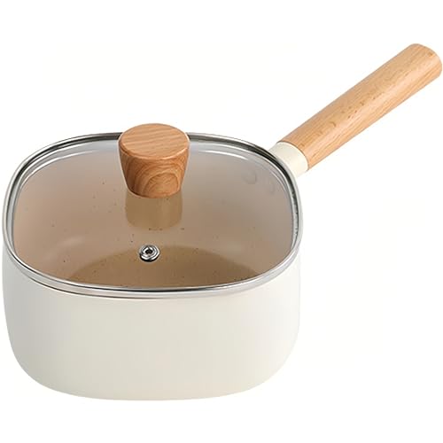 maxspace kochtopf 18cm antihaft milchtopf 1,8l mit deckel für alle herdarten weiß