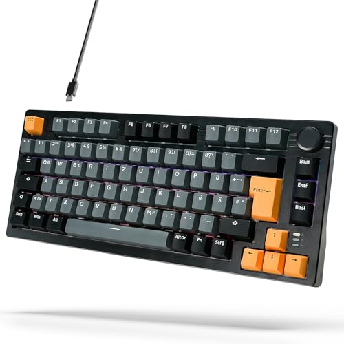 mechanische tastatur gasket gaming tastatur kabelgebunden qwertz 81 tasten - ARZOPA K81